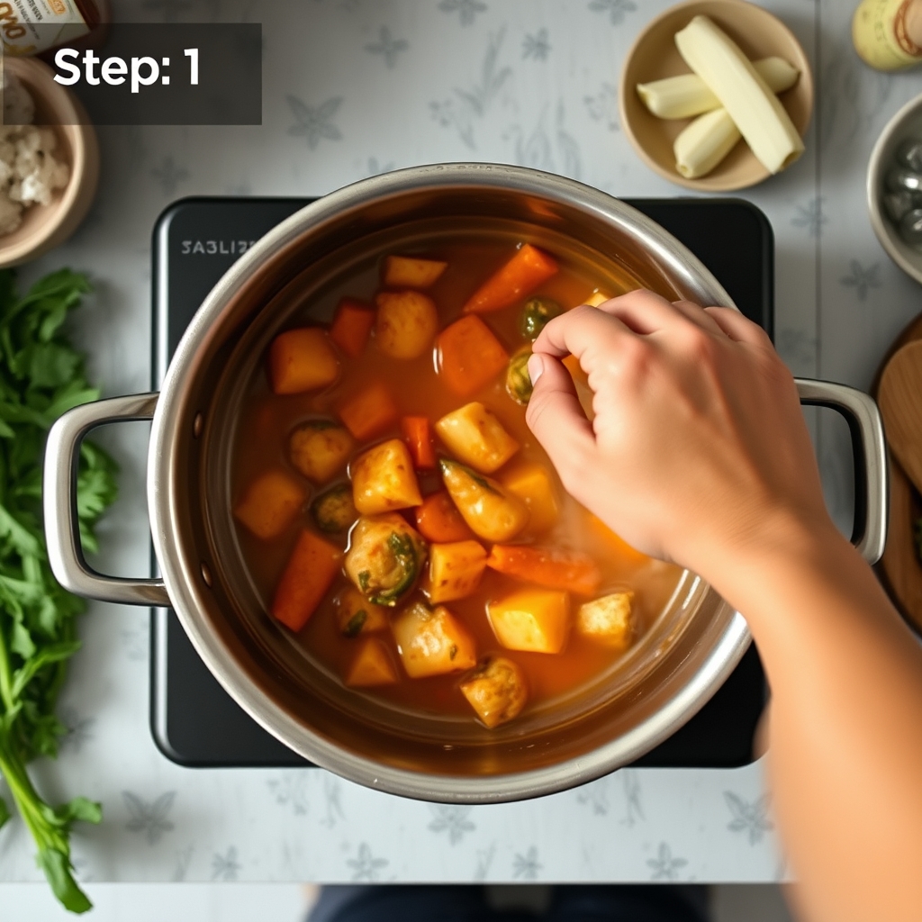 Langkah 1 untuk Sayur Asem Segar